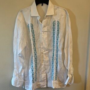 White Linen Long Sleeve Dress Shirt